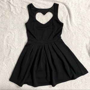 Heart cutout little black dress with open back